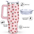thumbnail image 3 of 40oz Cute Red Strawberry Stainless Steel Flip Straw Tumbler Spill Proof Travel Cup Double Wall Vacuum Insulated Coffee Mug with Top Handle, 3 of 6