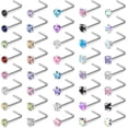 thumbnail image 2 of 44Pcs Nose Rings Studs Nose Rings for Women Nose Piercings Jewelry Surgical Stainless Steel Nose Studs Moon Star Heart Butterfly Hypoallergenic Body Piercing Jewelry for Women Men, 2 of 7