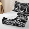 thumbnail image 4 of Homewish Boho Life Tree Twin Quilt Set,Dark Starry Night Twin Coverlet Set,Black White,2pcs, 4 of 7