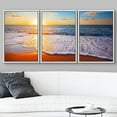 thumbnail image 3 of wall26 - 3 Piece Framed Canvas Wall Art - Sunset and sea - Modern Home Art Stretched and Framed Ready to Hang - 24"x36"x3 WHITE, 3 of 5