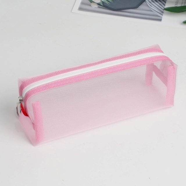 Nylon Transparent Mesh Pencil Case Large-capacity Pen Bag Cute Storage Pencil Bag For Student School Supplies Stationery