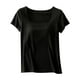 thumbnail image 3 of Fiudx Liquidación de Ahorros de Verano Moda Casual Mujer Cuello Redondo Verano Color Sólido Regular Manga Corta Mujer, 3 of 3
