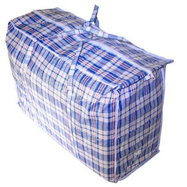 jumbo plastic checkered storage laundry shopping bags w. zipper