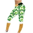 thumbnail image 6 of lcziwo Christmas Clearance, St Patricks Day Leggings for Women High Waisted Tummy Control Workout Leggings Funny Shamrock Leaves Print Irish Green Soft Yoga Pants Gold S, 6 of 8