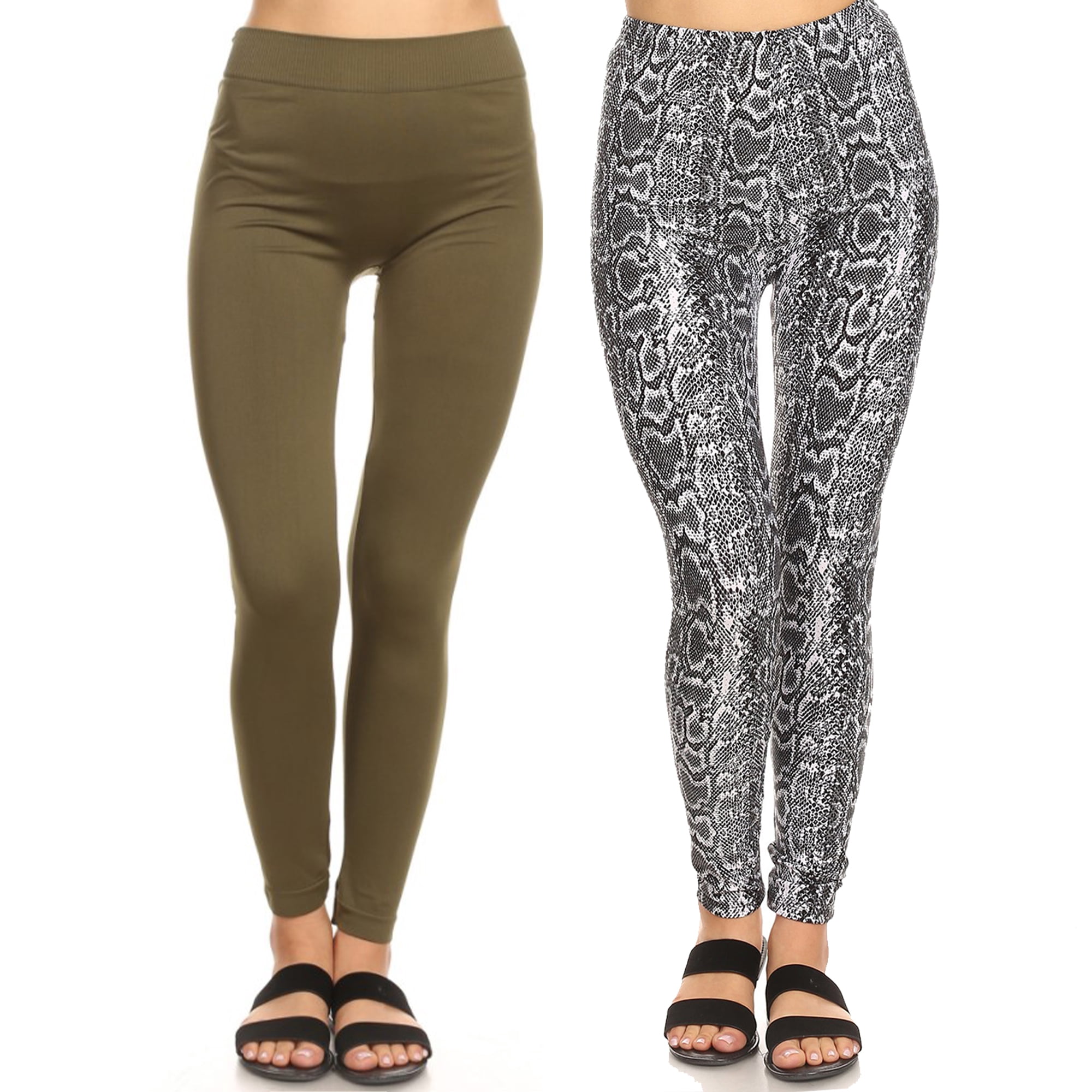 White Mark Women's Plus Size Pack of 2 Printed Leggings