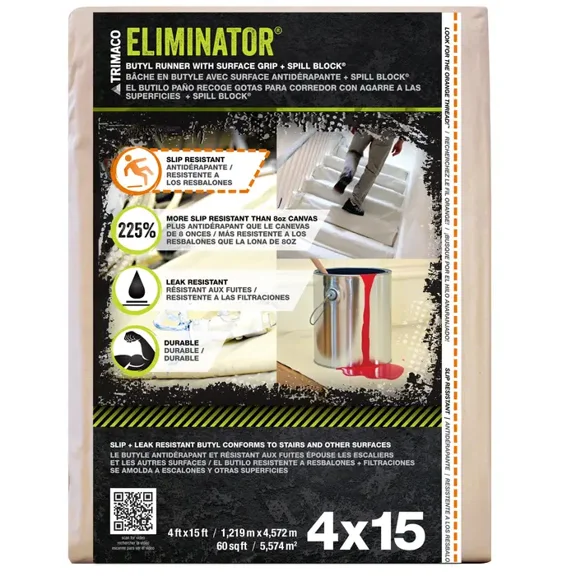 Trimaco 80328 Eliminator 4 W X 15 Ft. L Butyl Coated Drop Cloth