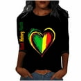 thumbnail image 2 of Ounisa Womens 3/4 Sleeve T Shirt Crew Neck Black History Month Printed Loose Fit Casual Daily Wear Versatile Tops S-3XL, 2 of 5