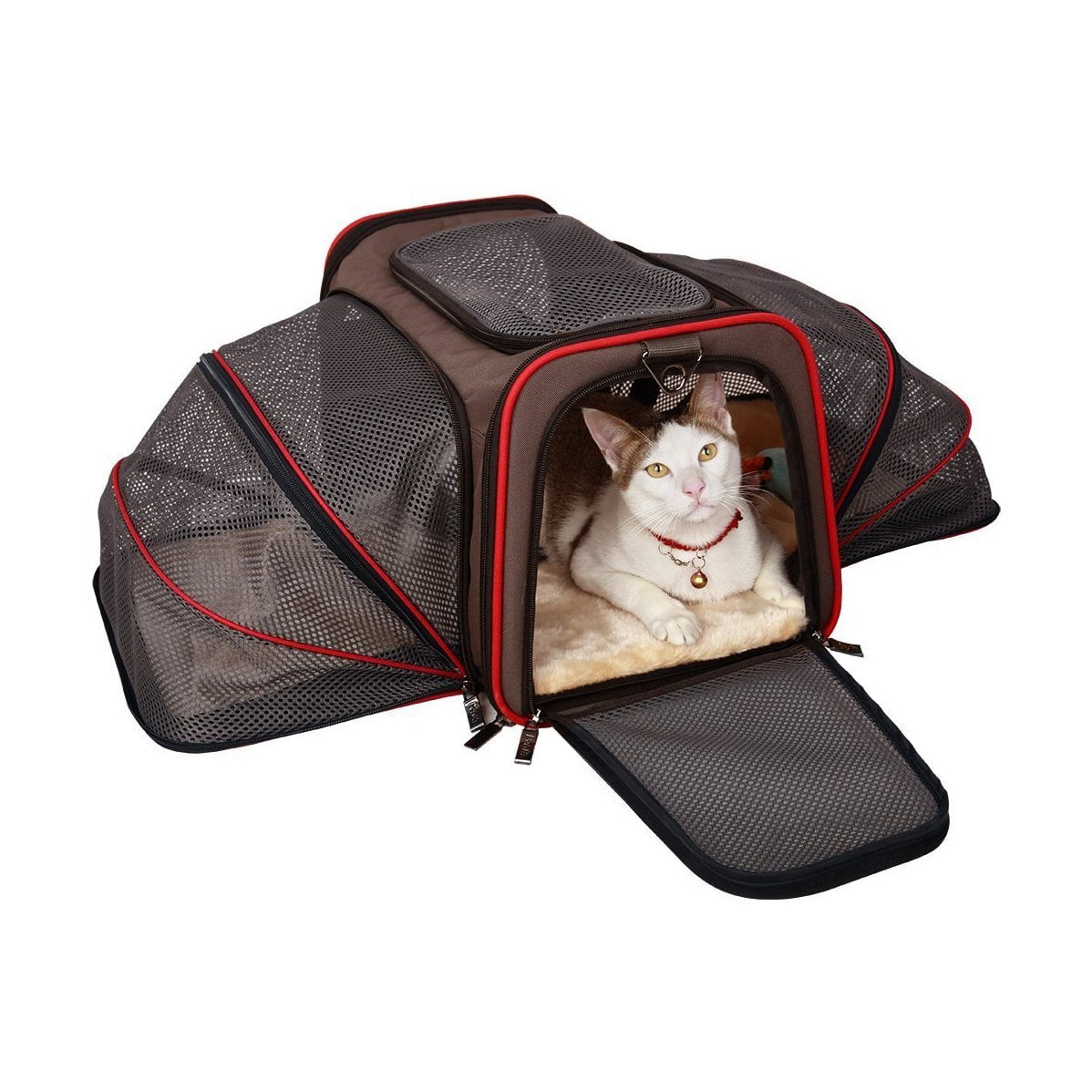 Aleko Heavy Duty Expandable Dog Carrier, Brown, Small, 9.50"L x 9.50"W