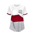 thumbnail image 2 of GigrtiJin Women's Breastfeeding Tops Color Block Crew Neck Short Sleeve Tees with Pocket Casual Maternity Blouse, 2 of 7
