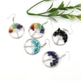 thumbnail image 3 of Xiao Hua Pendientes de piedra natural personalizados, hechos a mano, envueltos en seda, de plata, con colgante de árbol de la vida de cristal natural de 3 cm (multicolor)., 3 of 5
