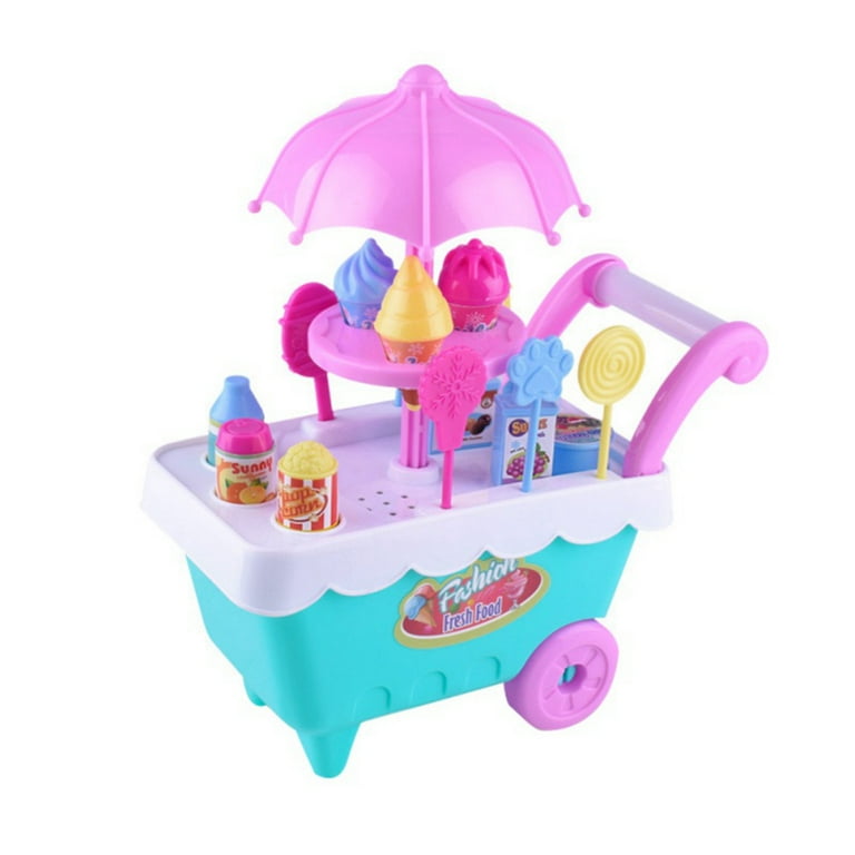 Kids Ice Cream Cart Food Set Kitchen Plays Songs Interactive Toy