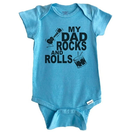 

My Dad Rocks And Rolls Music Baby Bodysuit (Blue) 6-9 Months