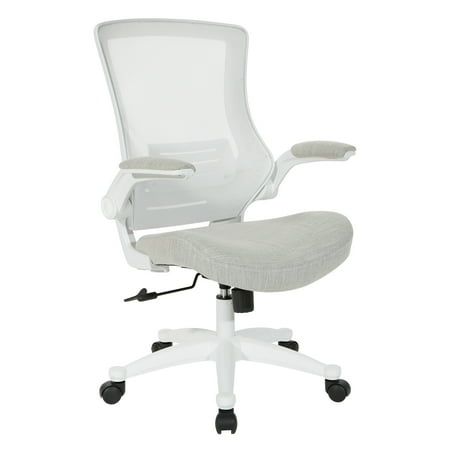 UPC: 0090234503118 | OSP Furniture Work Smart White Screen Back Manager s Chair in Linen Stone Fabric
