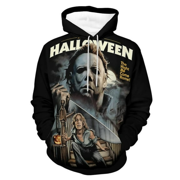 Michael Myers Hoodies for Men Women 3D Print Pullover Novelty Hooded Sweatshirt Hoodies with Big Pockets S