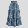 thumbnail image 2 of zaveiop Floral Maxi Skirt for Women Summer Comfy Tiered Elastic High Waisted Skirts Vacation A-Line Flowy Swing Long Skirts (Sky Blue, XL), 2 of 4