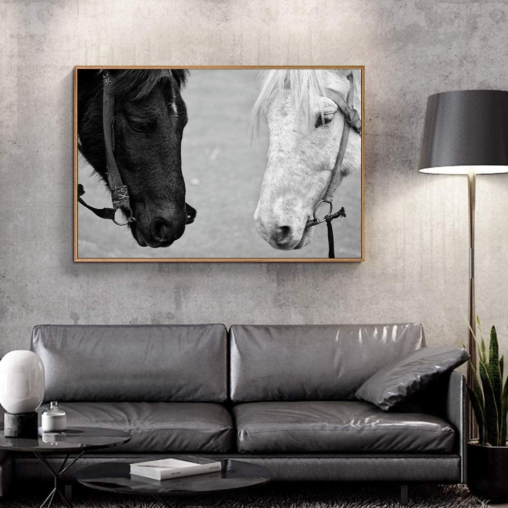 Horse Print on Canvas Animal Photo Poster Black Background Print Multi Panel Wall Art Wild Horse Poster for Farmhouse Wall Decor
