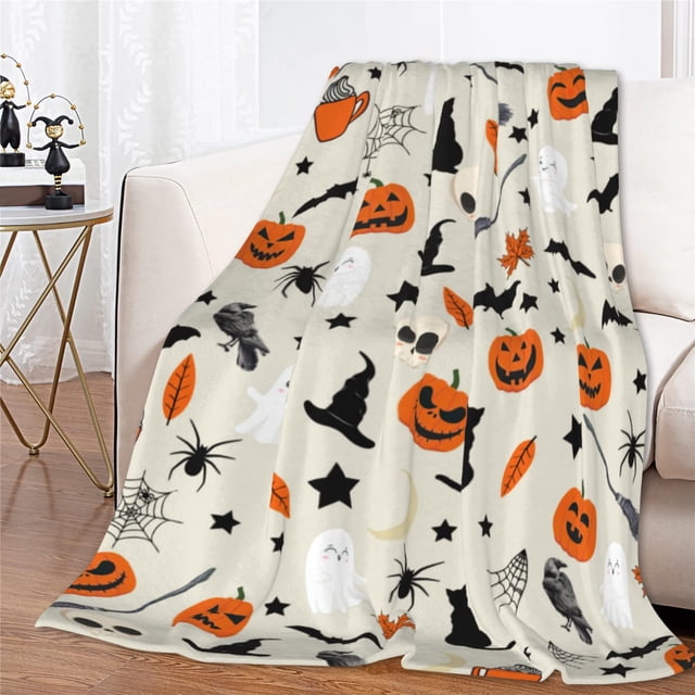 Mantas de mansión embrujada de murciélagos de Halloween, manta de franela suave y cálida morada, cama con fantasmas sonrientes para sofá cama, regalos de Halloween xuanjing unisex