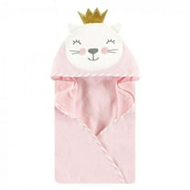 Hudson Baby Infant Girl Cotton Animal Face Hooded Towel, Cat Princess, One Size