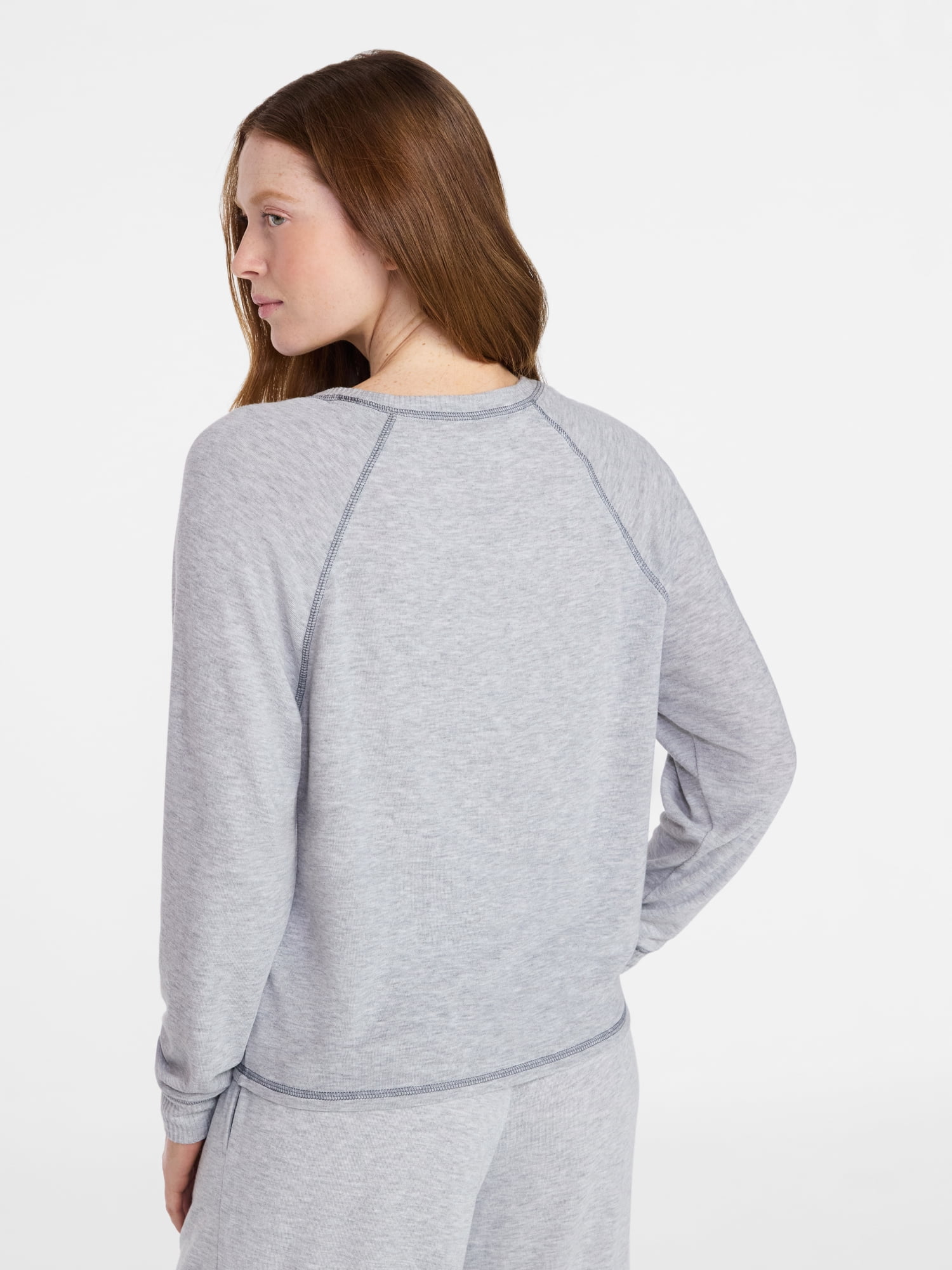 Joyspun Women's Cozy Lounge Collection Hacci Knit Long Sleeve Sleep Top, Sizes XS to 3X