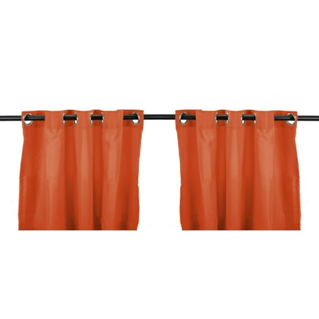 Set Of 2 Outdoor Curtain Panels 54 X 84 Solid Tangerine