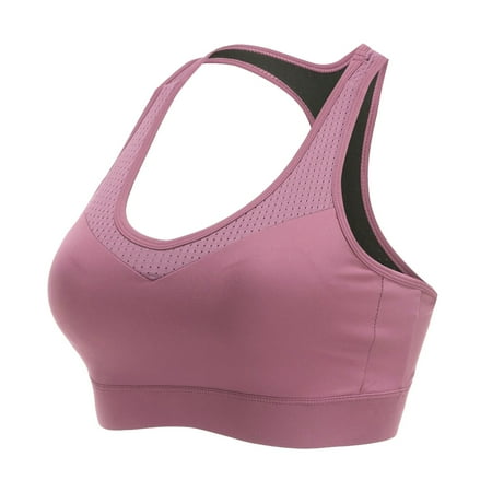 Womens Sports Bras Sports Underwear Padded Yoga Fitness Workout Bra Tank Tops Vest Pink Gym Tops for Women M