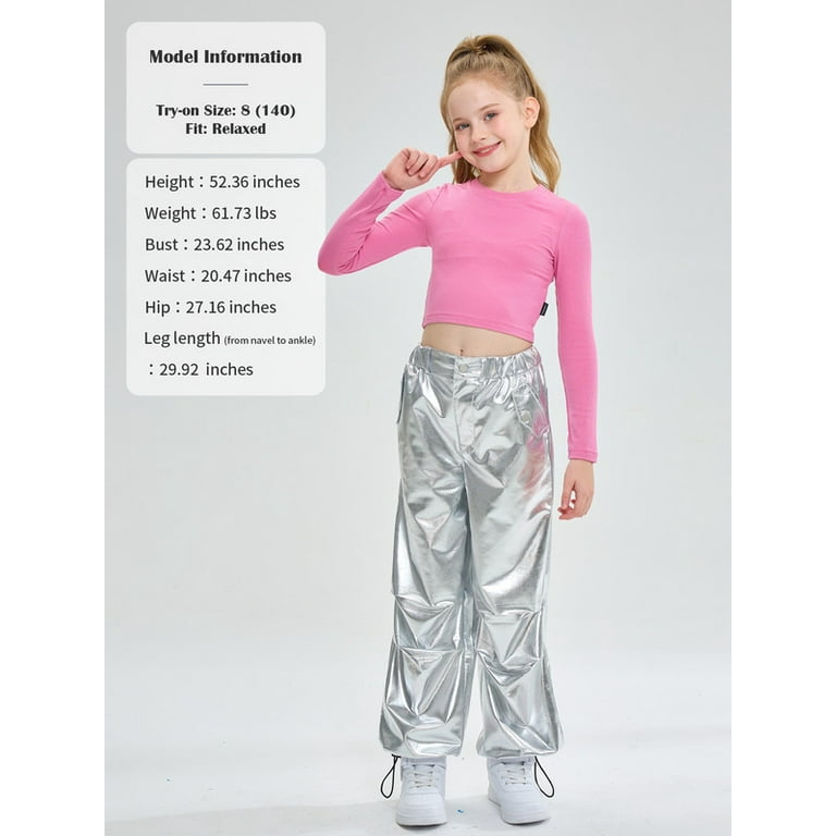 LOLANTA Girls Metallic Jogger Pants Shiny Jazz Street Hip LOLANTA Girls Metallic Jogger Pants Shiny Jazz Street Hip