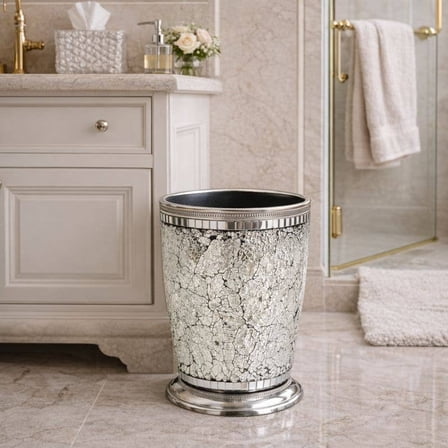 Stainless Steel Ice Mosaic Wastebasket, 7Qt