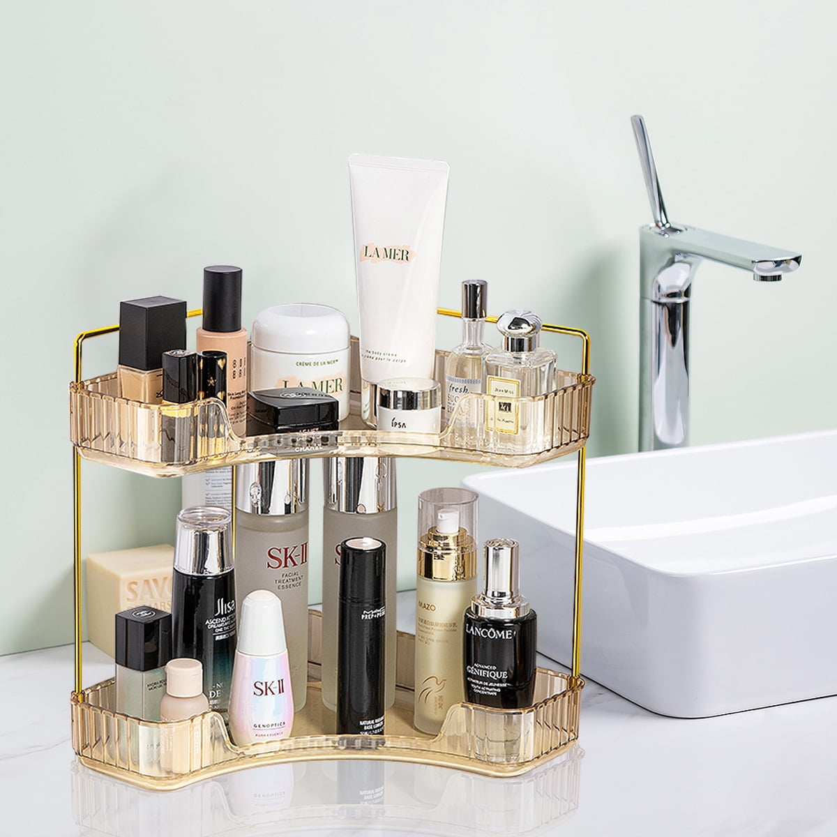 3-Tier Corner Bathroom Counter Organizer – Classic Storage Shelf
