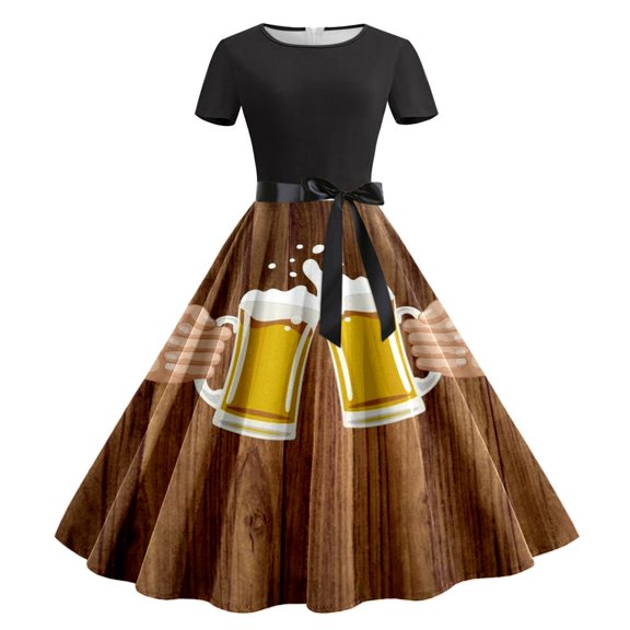 ZHUGeLI Women's Dress Maxi Wrap Dress German Dirndl Dress Bavarian Dirndl Beer Dress Stage Performance Costume