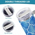 thumbnail image 5 of SKYSONIC Insulated Tumblers with Lids and Straws Handles 40oz Water Bottle Blue Geometric Trellis Travel Mug Reusable Stainless Steel Thermos Vacuum, 5 of 7