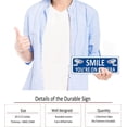 thumbnail image 4 of Smile Your on Camera Signs, (2 Pack) Metal Video Surveillance Signs Outdoor, 10 x 3.5 Camera Signs for Home Security, Blue Aluminum CCTV Sign, 4 of 5
