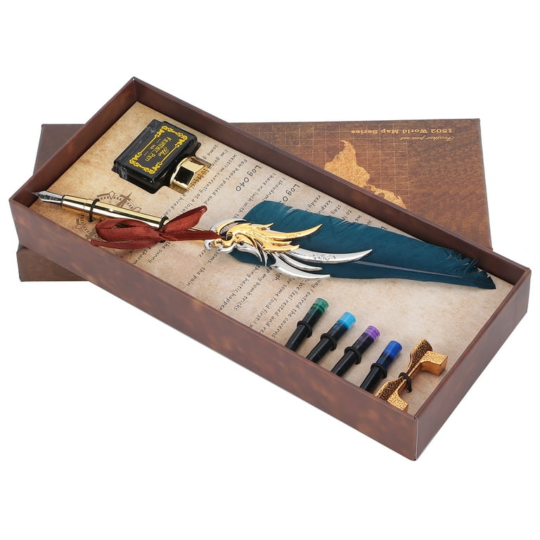 Burgundy Feather Calligraphy Set