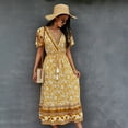 thumbnail image 3 of Summer Dresses for Women Maxi Dress V-Neck Tie Boho Dress, 3 of 7