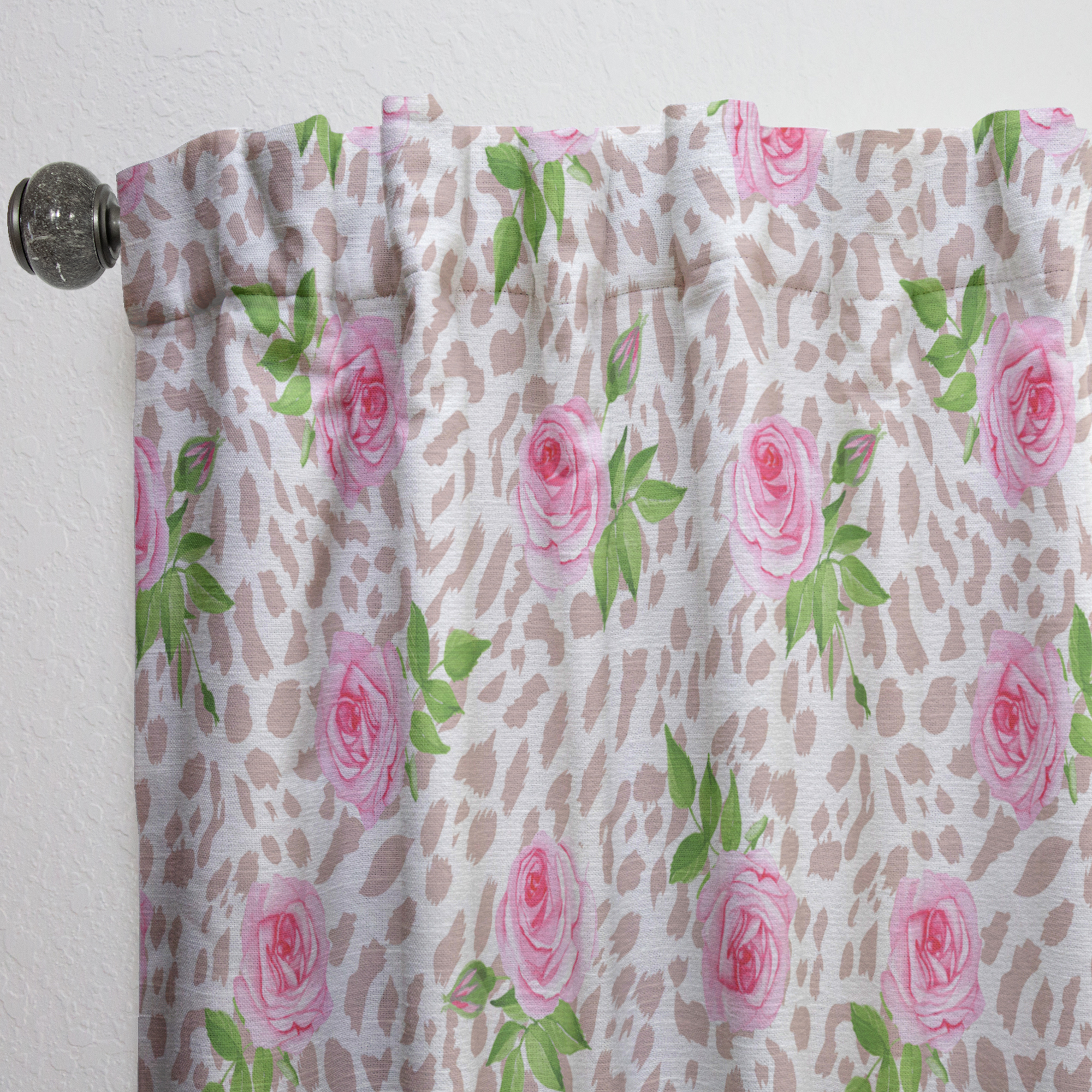 Designart 'Leopard Fur Safari Pattern IV' Mid-Century Modern Curtain Panel