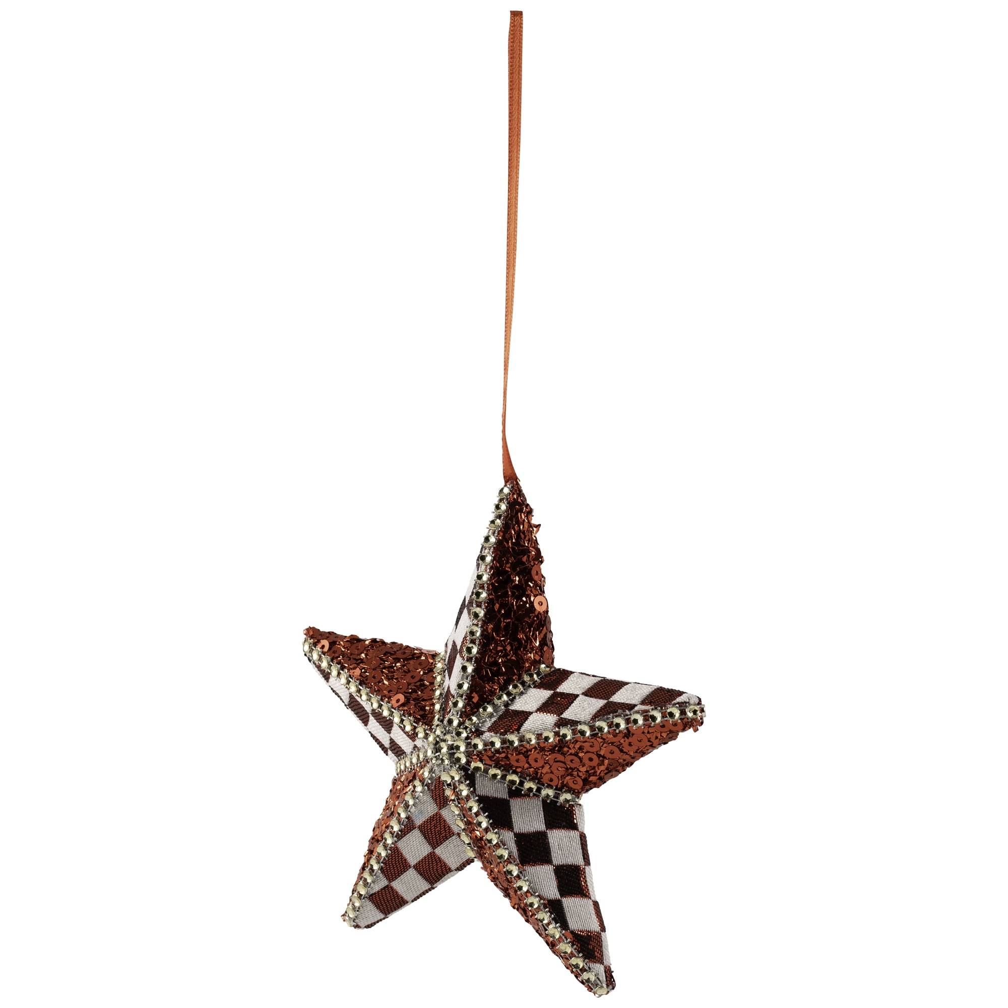 Northlight Sequined and Checkered Star Christmas Ornament -  6" - Red and White