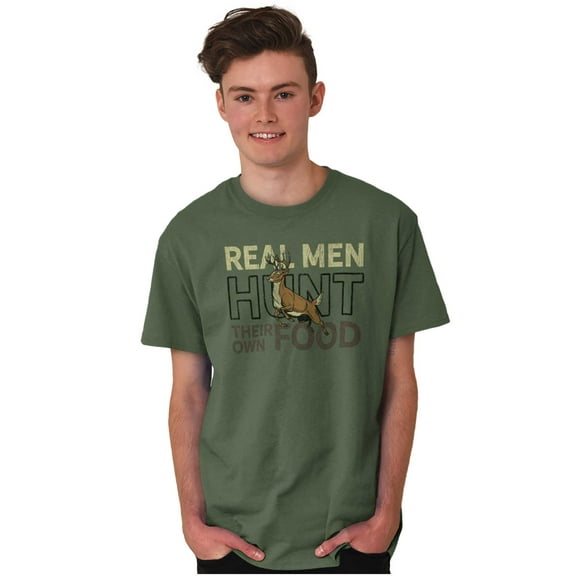 Real Men Hunt Their Own Food Hunting Men's Big & Tall Crewneck Graphic Tee Brisco Brands 2X
