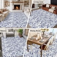 thumbnail image 5 of Area Rug for Living Room, Blue Geometric Non-Slip Indoor Large Carpet for Bedroom/Dining Room, Watercolor Chevron Abstract Washable Low-Profile Rectangle Floor Runner Rugs - 6 x 9 Ft, 5 of 7