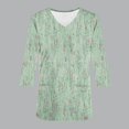 thumbnail image 4 of Xfvqtps Scrub Tops for Women Floral Printed Soft V-Neck 3/4 Sleeve Scrubs Comfortable Nursing Uniforms New Casual Printed T-shirt Nursing Clothes Top Working Uniforms with Pockets Green, 4 of 5