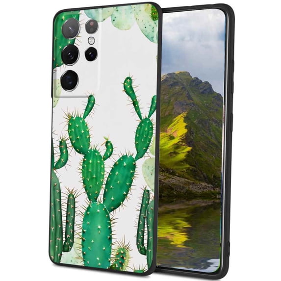 Cactus-watercolor Phone Case, Degined for Samsung Galaxy S23 Ultra Case Men Women, Flexible Silicone Shockproof Case for Samsung Galaxy S23 Ultra