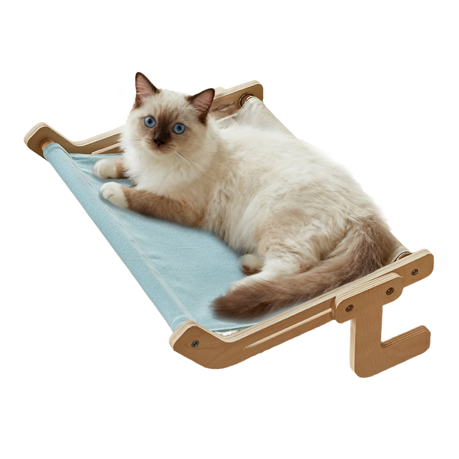 YIFAEUX Bedside Cat Hammock Adjustable Cat Bed Window Perch with Wood Frame No Drilling Installation Pet Hammock for Window Sill Indoor Cats