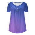 thumbnail image 5 of Giftesty Women's Summer Tapered Round Neck Button Pleated Short Sleeve Top, 5 of 5