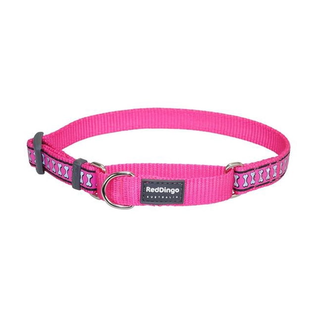 Red Dingo MC-RB-HP-12 Martingale Reflective Bones Hot Pink - Extra Small