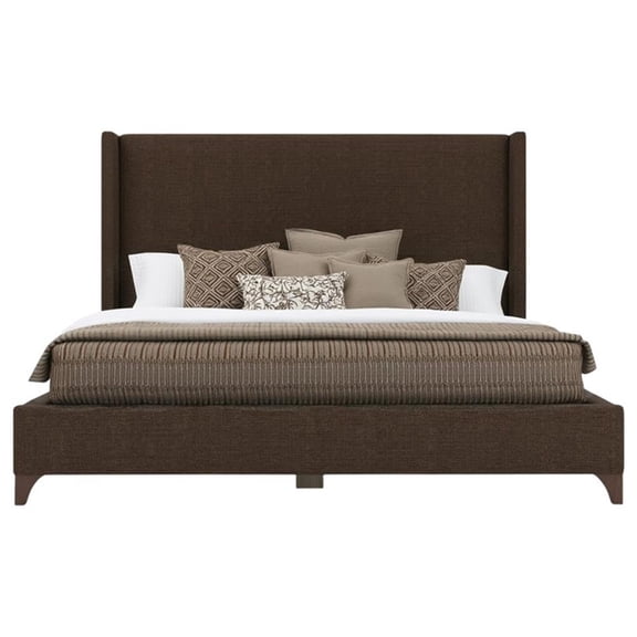 Bowery Hill Modern Upholstered Queen Bed in Brown Performance Fabric