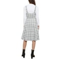 thumbnail image 3 of Tweed Dress for Women's Sleeveless Square Neck Plaid A-Line Pinafore Overall Dresses M Beige, 3 of 5
