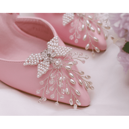 

Wish 1 Pair of Detachable Buckle Bridal Wedding Shoes High Heels Rhinestone Pearl Shoe Clip DIY Floral Shoes Decoration Wedding Party Shoes Accessories S2499