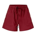 thumbnail image 6 of LEBONYARD Womens Shorts Clearance $5,Women's Shorts in Lightweight Materials,Womens Plus Size Comfy Drawstring Casual Elastic Waist Pocket Loose Shorts Pants Wine M, 6 of 6