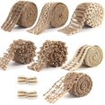 thumbnail image 1 of GFDYREE 7 Pack Jute Ribbons, Rustic Ribbons Lace Craft Ribbon Net Burlap Fabric for DIY Sewing Craft Gifts Wrapping Party Holiday and Rustic Wedding Decoration (Total Length: 14 Meters), 1 of 7