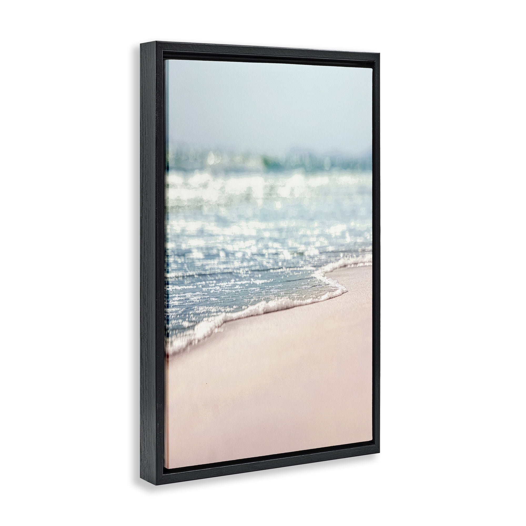 Stupell Industries California Summer Waves Nautical & Beach Photography Black Floater Framed Canvas Art Print Wall Art, 17 x 25