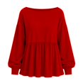 thumbnail image 4 of Yigetop Women's Boat Neck Peplum Sweatshirt Lightweight Long Sleeve Loose Fit Casual Pullover Tops Red 3XL, 4 of 4