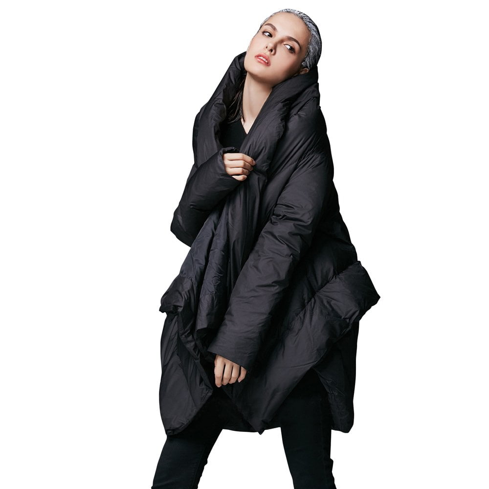 YVYVLOLO Women's Winter Jacket Cloak Loose Parka Warm Coat(FM1618-Black ...